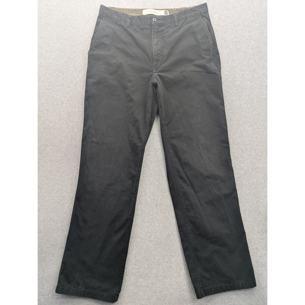 Vintage Gap Khakis Pants Mens 34x34 Black Straight Leg 100% Cotton Casual 00s